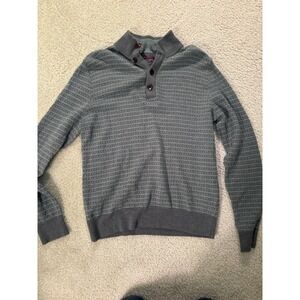 Men's Untuck It 4 button Green patterned pullover  wool sweater size M